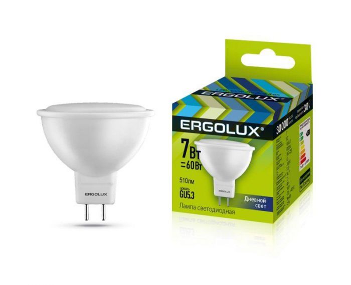 Лампа светодиодная LED-JCDR-7W-GU5.3-6500K JCDR 172-265В Ergolux 12881