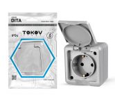 Розетка 1-м ОП Dita 16А IP54 250В с заземл. с крышкой сер. TOKOV ELECTRIC TKL-DT-R1Z-C06-IP54 Розетка 1-м ОП Dita 16А IP54 250В с заземл. с крышкой сер. TOKOV ELECTRIC TKL-DT-R1Z-C06-IP54