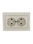 Розетка 2-м СП Mira 16А IP20 с заземл. со вставкой керамика крем. LEZARD 701-0303-127