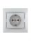 Розетка 1-м СП Mira 16А IP20 с заземл. защ. шторки со вставкой керамика сер. метал. LEZARD 701-1010-124
