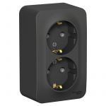 Розетка 2-м ОП Blanca 16А IP20 250В с заземл. без защ. шторок антрацит SE BLNRA010206 Розетка 2-м ОП Blanca 16А IP20 250В с заземл. без защ. шторок антрацит SE BLNRA010206