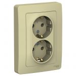 Розетка 2-м СП Blanca 16А IP20 250В с заземл. без защ. шторок беж. SE BLNRS001027 Розетка 2-м СП Blanca 16А IP20 250В с заземл. без защ. шторок беж. SE BLNRS001027