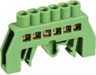 Шинка нулевая латунная универсальная 8х12мм 8 отв. Цвет зеленый Шинка нулевая латунная универсальная 8х12мм 8 отв. Цвет зеленый