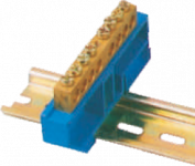 Шинка нулевая латунная на Din-опоре 6х9мм 6 отв. Цвет синий Шинка нулевая латунная на Din-опоре 6х9мм 6 отв. Цвет синий