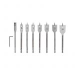 Набор сверл перовых по дереву 9 предметов: 14-16-18-20-22-25-30х152мм удлинитель ключ угловой Kranz KR-91-0762 Набор сверл перовых по дереву 9 предметов: 14-16-18-20-22-25-30х152мм удлинитель ключ угловой Kranz KR-91-0762